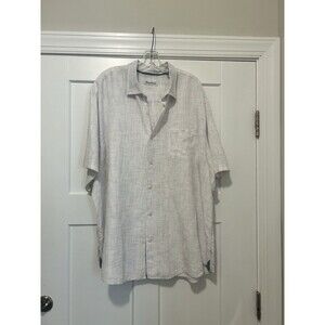 Tommy Bahama Shirt Men Size 2X 100% Linen Button Up Red White Blue Short Sleeve